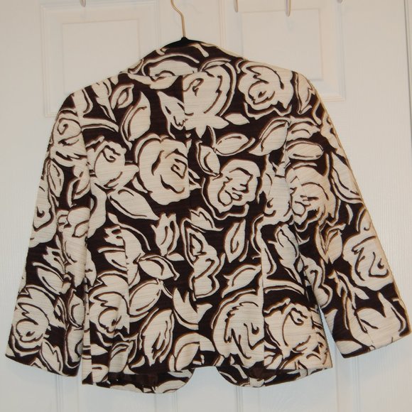TALBOTS Brown and White Women's Patterned Jacket Size 4 - Picture 4 of 8